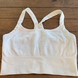 Athleta Women's White Ribbed Sports Crop Top Bra